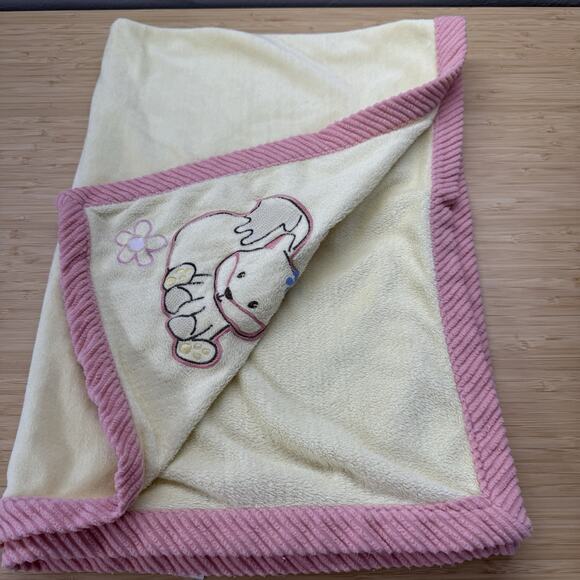 Dolly Baby Security Blanket Lovey Yellow Pink With Fox Embroidery - Picture 3 of 4